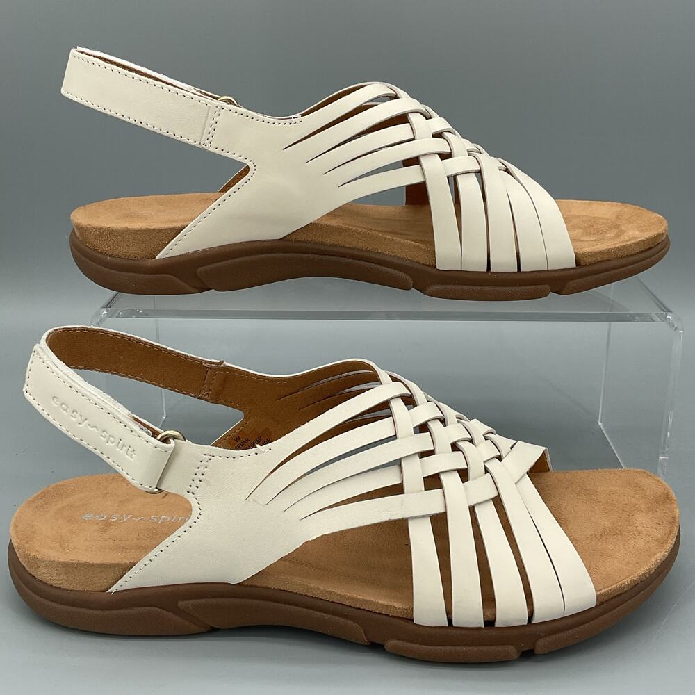 NEW Easy Spirit Women’s Semar Leather Slingback Sandals White Size 9M